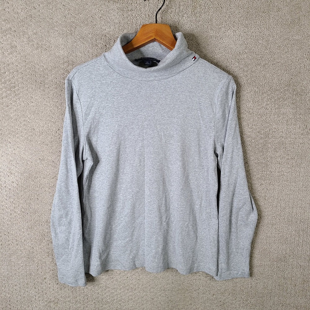 Tommy‎ Hilfiger Shirt Kids Large Gray Turtleneck Cotton Long Sleeve Casual Basic